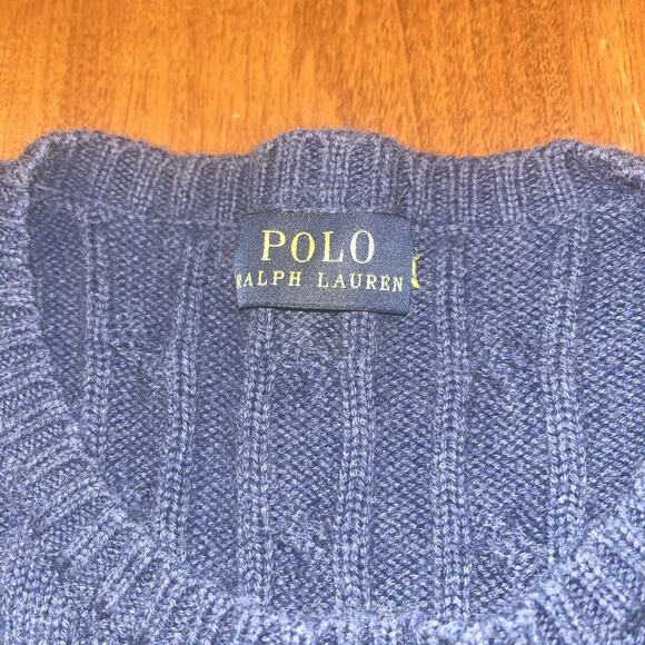 Polo Ralph Lauren Womens Cable Knit Sweater Sz ? L Blue Preppy Old Money Classic - Picture 3 of 6